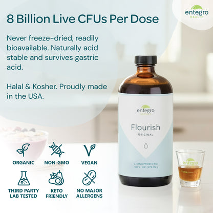 1 Flourish Original Living Probiotic + Dosing Glass | Simple Habits Starter Kit