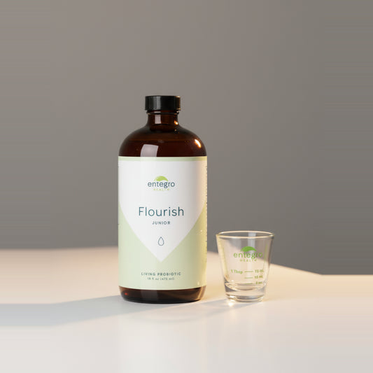 1 Flourish Junior Living Probiotic + Dosing Glass | Simple Habits Starter Kit